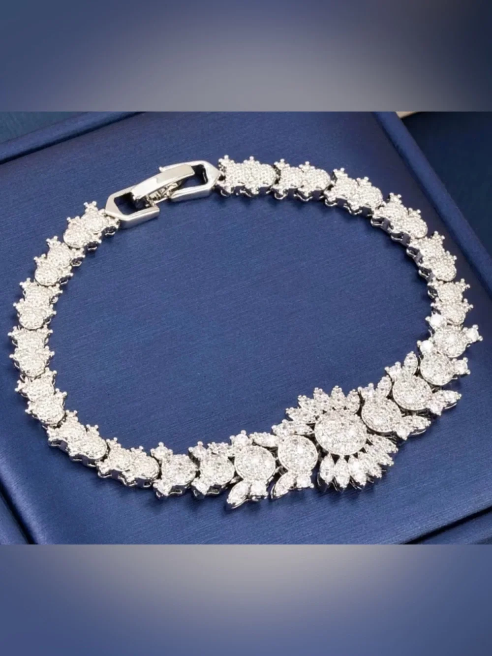 Silver-Tone Cubic Zirconia Sunrise Tennis Bracelet